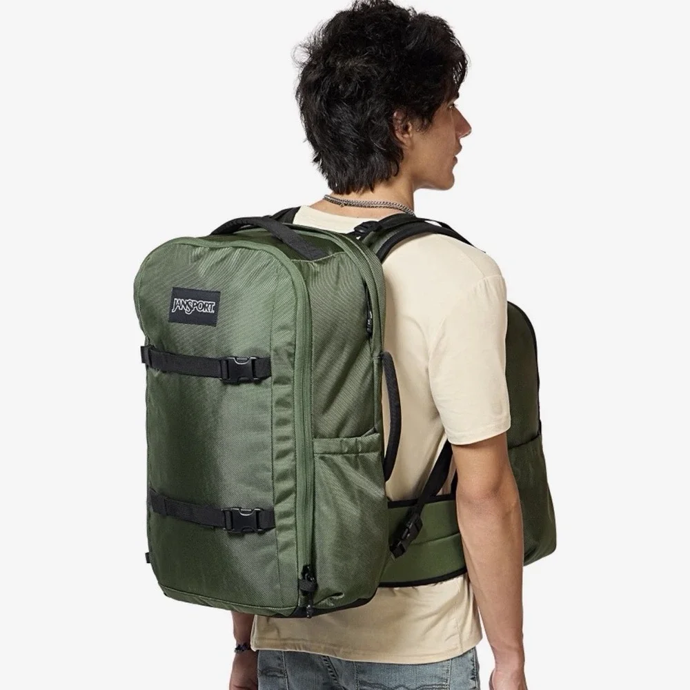 JanSport Venture Pack System 60L Travel Backpack 2-in-1 Carry On Cargo GREEN NEW